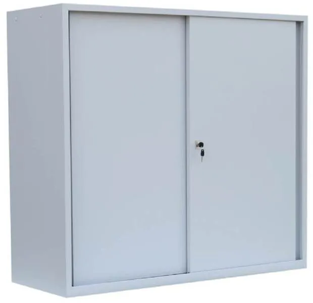 Lüllmann BASIC Schiebetürenschrank mit 3 Fachböden 1090 x 1200 x 450 mm in lichtgrau