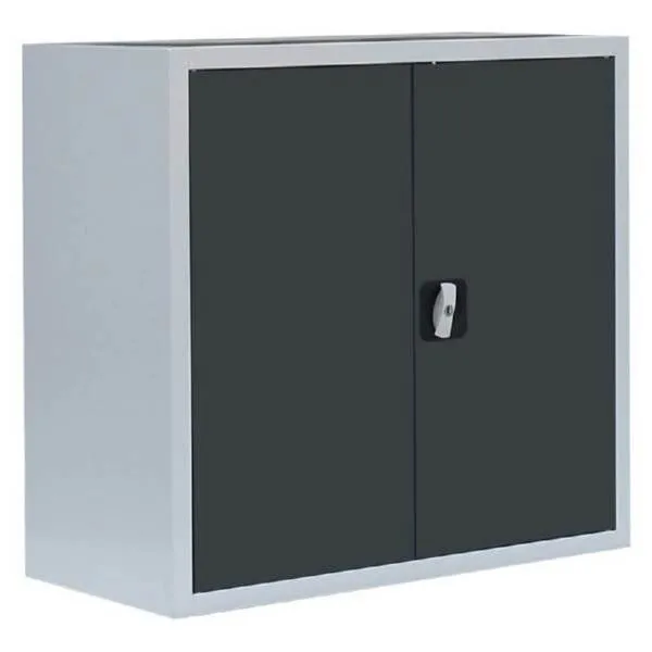 Lüllmann Flügeltürenschrank mit 1 Fachboden 750 x 800 x 383 mm lichtgrau mit anthrazit