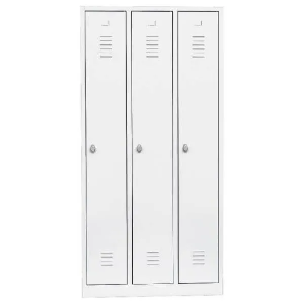 Lüllmann Garderobenschrank 3 Abteile 1800 x 885 x 500 mm signalweiß