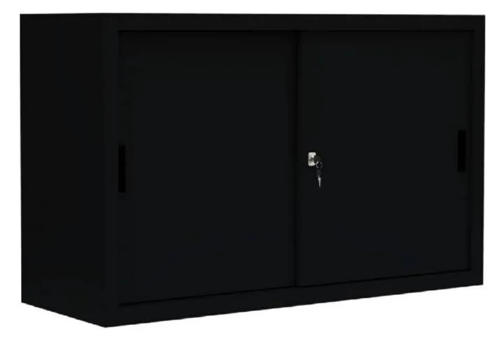 Lüllmann Schiebetürenschrank mit 1 Fachboden 750 x 1600 x 450 mm in tief schwarz