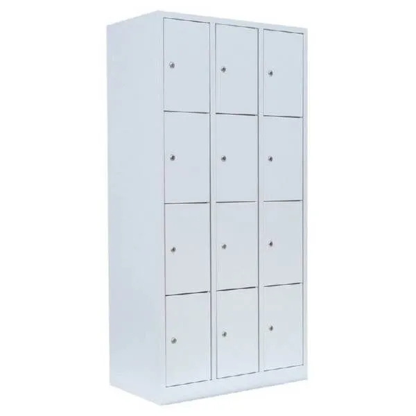 Lüllmann Schließfachschrank 3 Abteile 12 Fächer 1800 x 885 x 500 mm in lichtgrau
