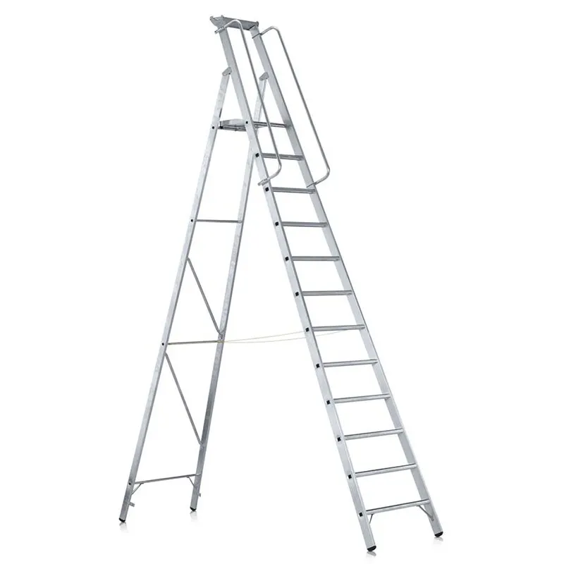 Meistertritt S - Gebördelte Stufen-Stehleiter m. Plattform und Ablage 8 Stufen Zarges