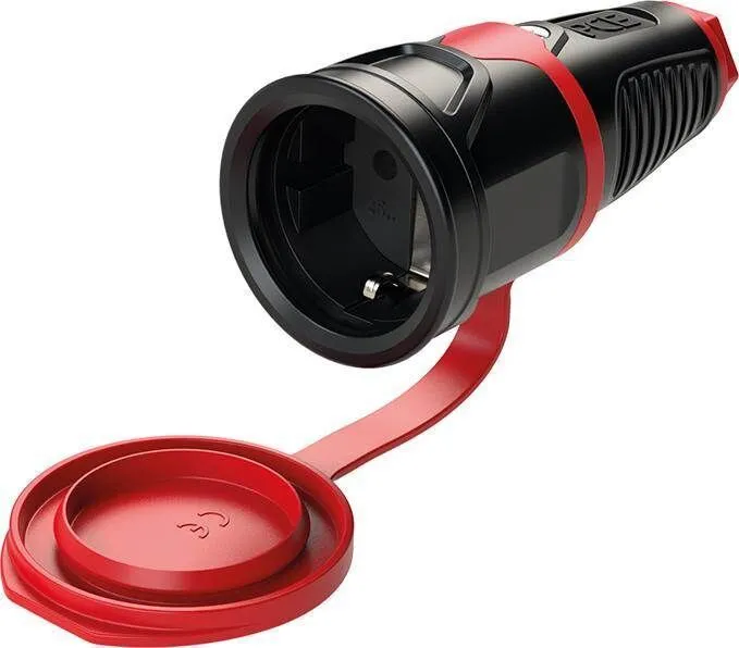 PCE Schutzkontaktkupplung IP54 Vollgummi 16A 250V AC Pole 3 mit Deckel