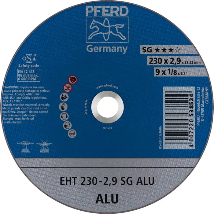 Trennscheibe SG ALU D230x2,9mm ger.Alu.Bohr.22,23mm PFERD VE: 25St.