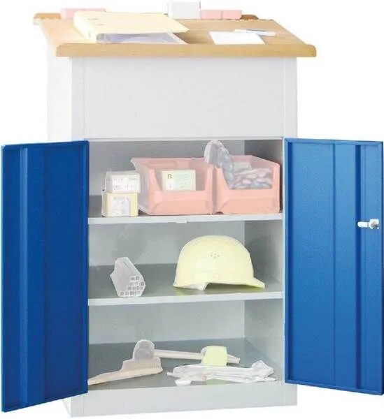 Pavoy Stehpult 2 Fachböden 7035 1100 bis 1200x700x600mm