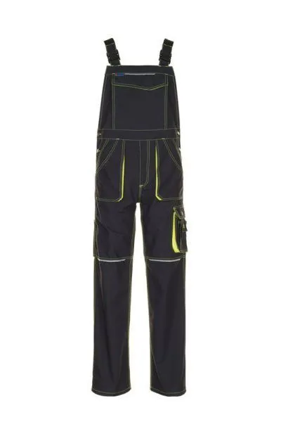 Planam Basalt Neon Arbeitshose Latzhose anthrazit gelb 56