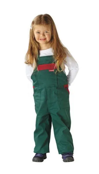 Planam Kinderbekleidung Kinder-Latzhose mittelgrün/mittelrot 98/104