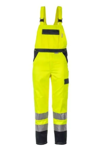 Planam Warnschutz Latzhose gelb marine Größe 70