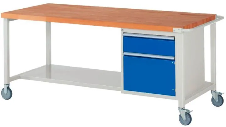 Rau Werkbänke Fahrbare Werkbank 8152 1 Schublade 1 Tür 2000 x 900 x 880 bis 1080 mm