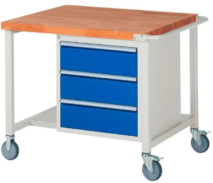 Rau Werkbänke Fahrbare Werkbank 8157 mit 3 Schubladen 1000 x 900 x 880 mm