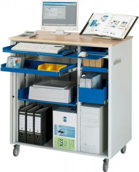 RAU PC Arbeitsplatz mobil grau blau