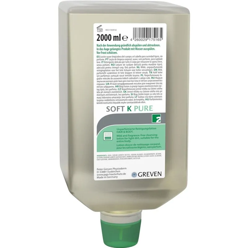 Reinigungslotion Greven Soft K Pure unparfümiert 2-L-Varioflasche