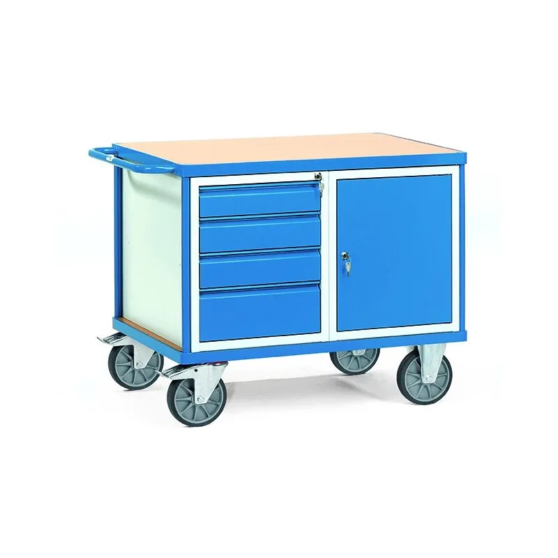 Schwerer Werkstattwagen mit 1 Türen und 4 Schubladen - Ladefläche 1050 x 700mm