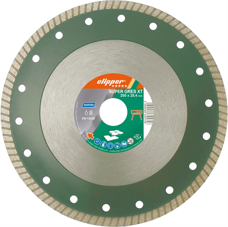 Norton Diamantscheibe SUPER GRES XT 200x25,4mm, Segmentbreite 1,4 mm