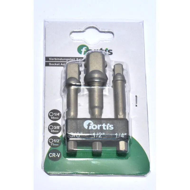 Verbindungsteil-Set mit 1/4" 6-kant-Schaft, 3-teilig Fortis