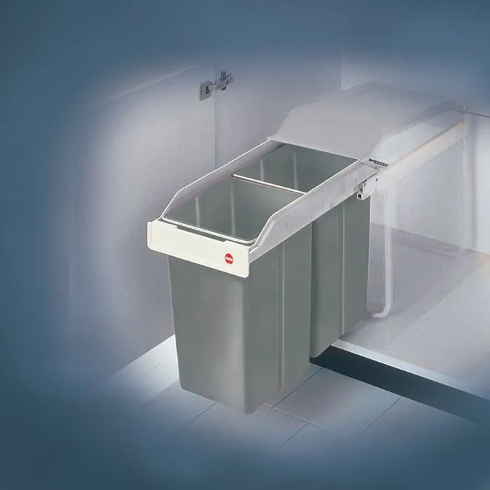 Abfallsammler Multi-Box 2 x 15l B260xT510xH460mm grau f.Unterschränke ab B.300mm