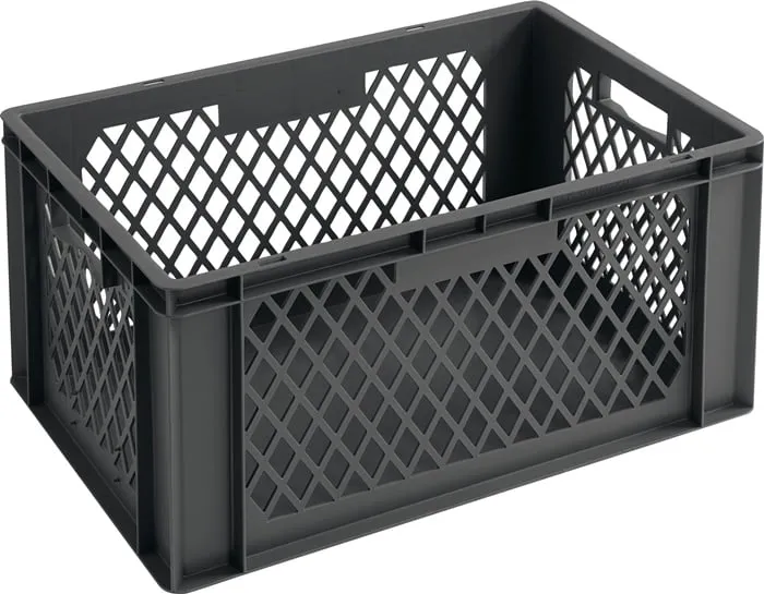 Transportbehälter L600xB400xH320mm grau PP Durchfassgr.Seitenwände durchbrochen