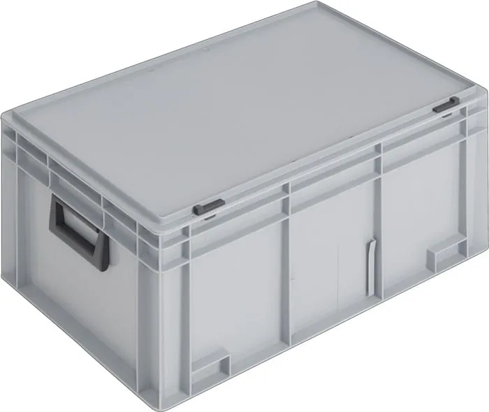 Ku.-Koffer L600xB400xH293mm PP 2 Griffe Schiebeverschluss grau 55l LOCKWEILER
